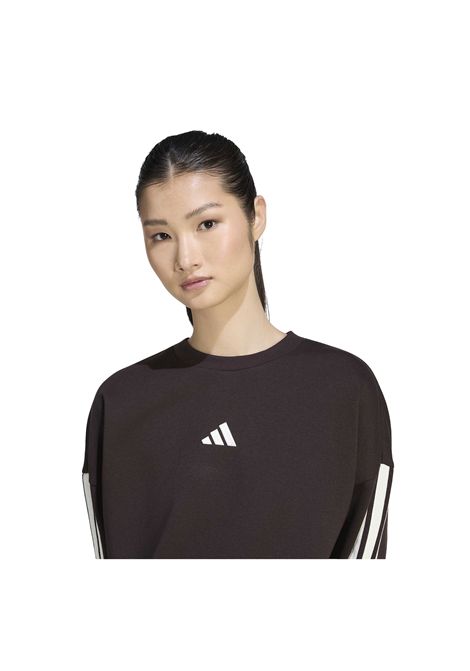 Felpa Adidas Essentials 3 Stripes Fleece Girocollo Marrone Caffè Avorio Donna ADIDAS CORE | Felpe | KX0788-